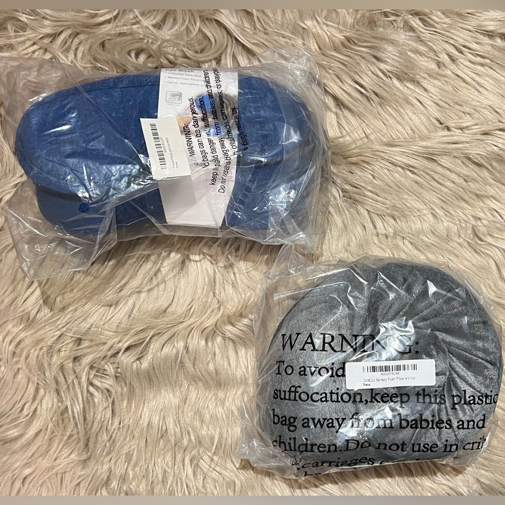 Travel Pillow Roll & Travel Neck Pillow w/ Eye Mask Memory Foam DOT&DOT